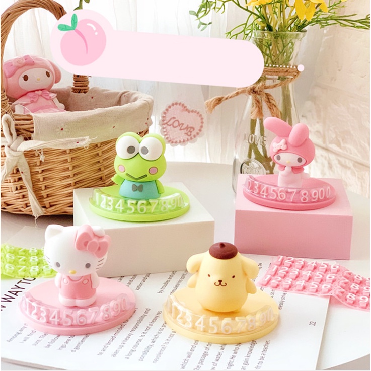 Bảng Số Điện Thoại Đỗ Xe Tạm Thời Bằng Silicon Hình Hello Kitty Dễ Thương Trang Trí Nội Thất Xe Hơi