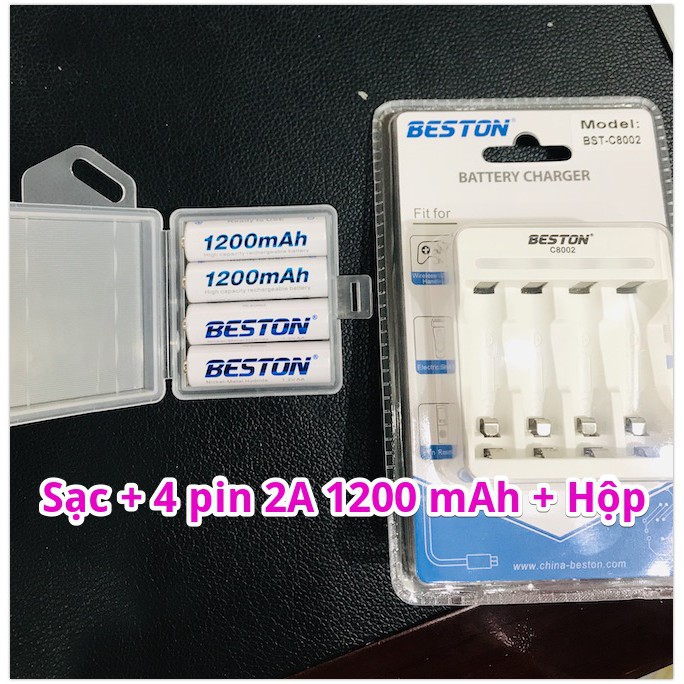 [ Beston ] Combo Pin Và Sạc Aa/aaa Hãng Beston Cho Mic Không Dây, Máy Ảnh, Điều Khiển, Đèn Flash