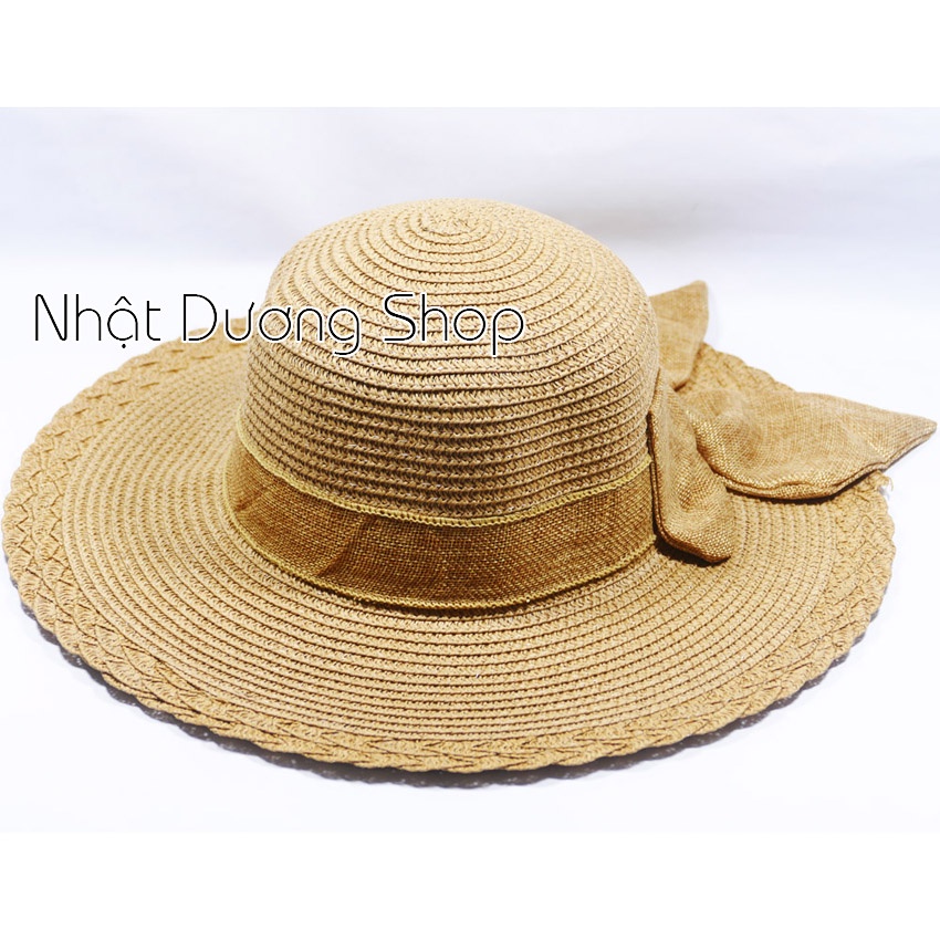[ FREESHIP ] Mũ cói NƠ TO vành rộng 10 cm, vòng đầu 57 cm - chất liệu vải cói đẹp thích hợp cho chị em phụ nữ