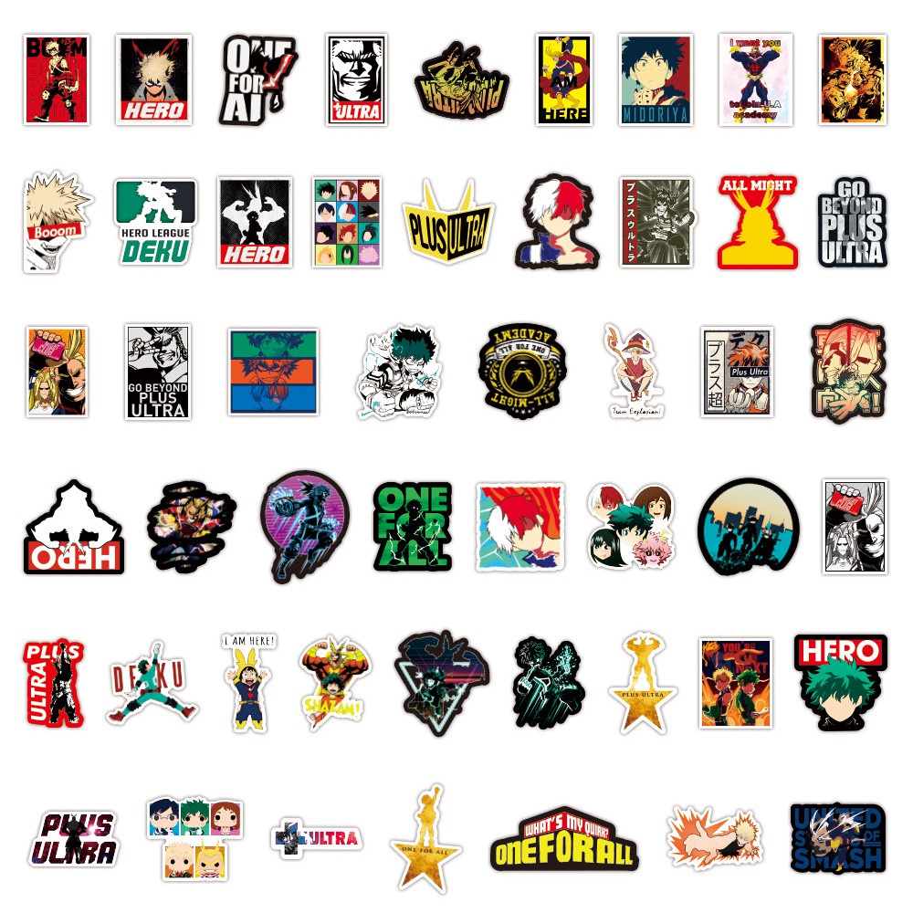 Bộ 100/50/25/10 miếng dán hình ảnh phim anime My Hero Academia dùng để trang trí laptop/ván trượt