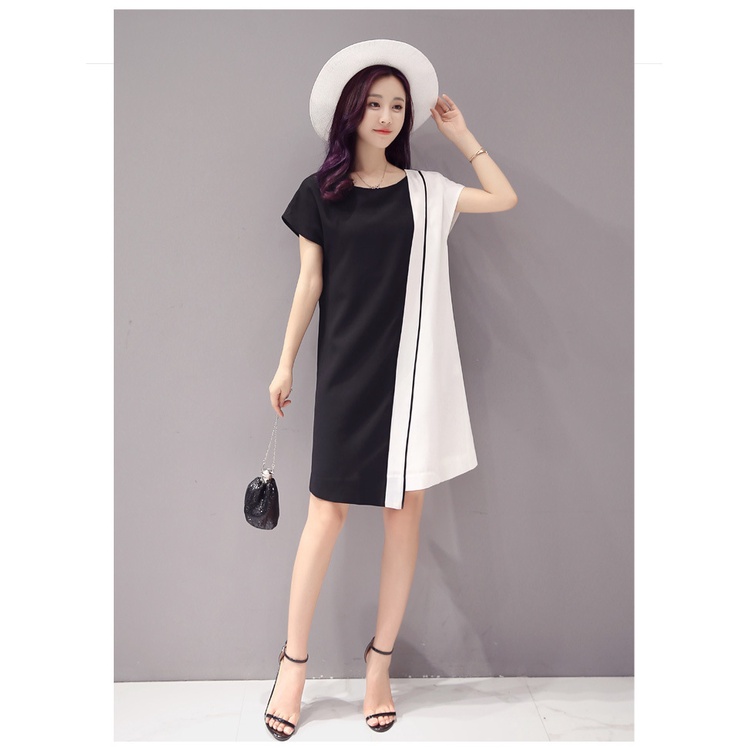 Váy nữ Quảng Châu, đầm nữ phối đen trắng cá tính