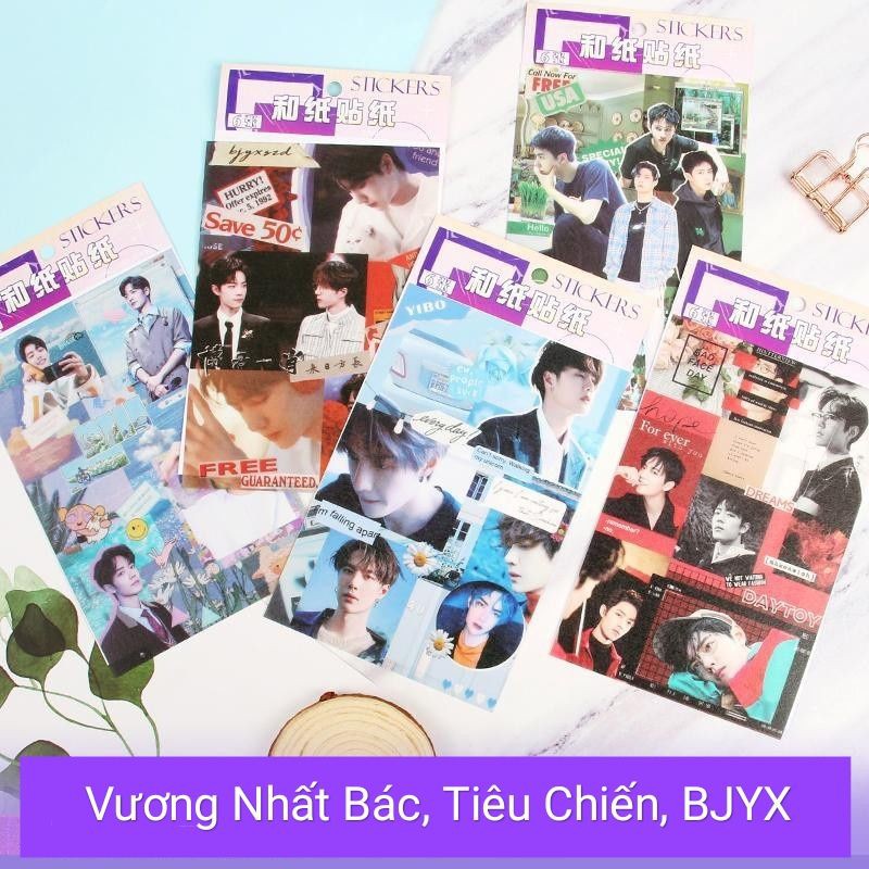[Có sẵn] Set 2 Sticker Tiêu Chiến Vương Nhất Bác hình dán trang trí Bác Quân Nhất Tiêu BJYX N01