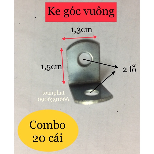 [Combo 20 cái] Ke góc vuông | ke minni 1,5cm 2 lỗ