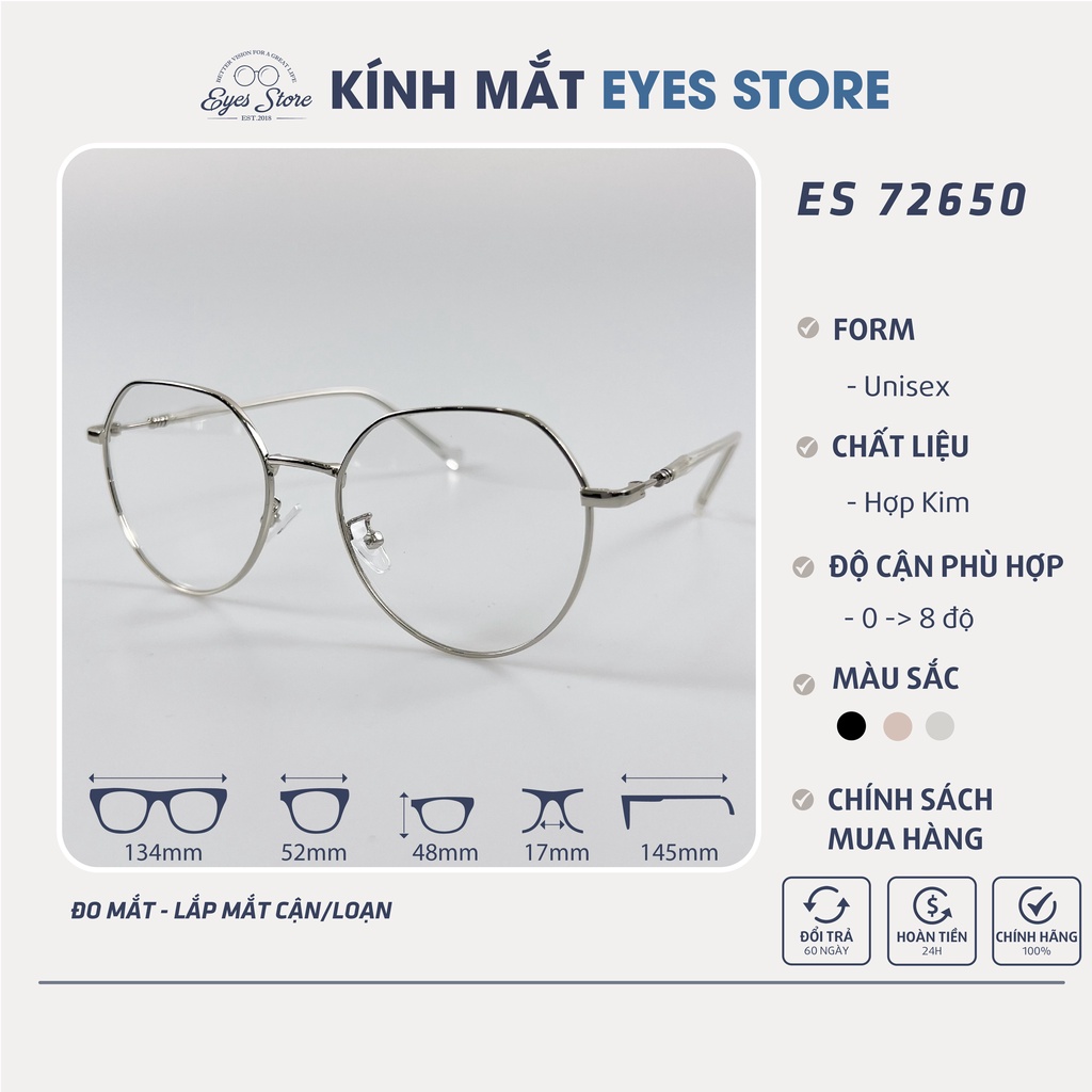 Gọng Kính Cận Nam Nữ EYESSTORE 72650 - Hợp Kim