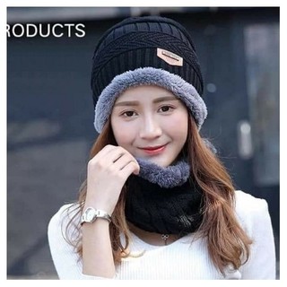 Mũ len kèm khăn người lớn phong cách hàn quốc