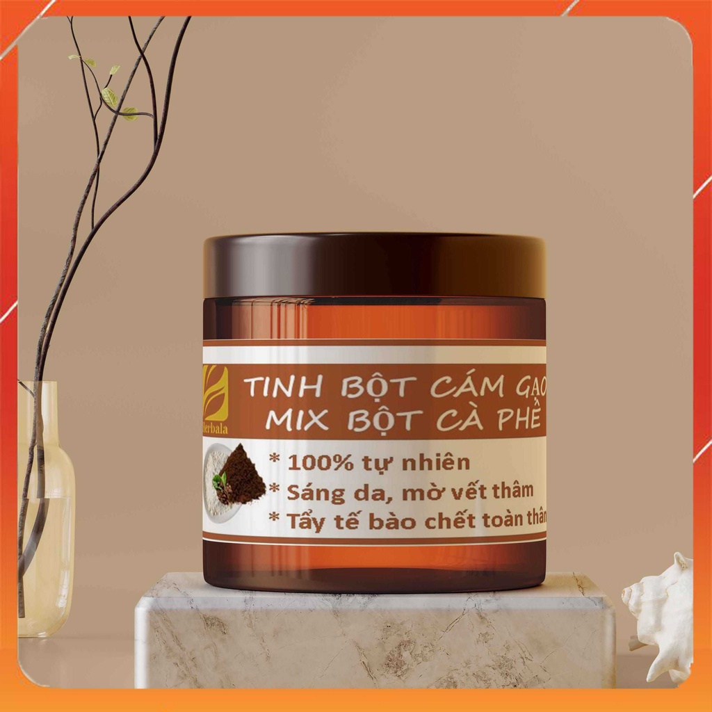 Tinh Bột Cám Gạo Mix Bột Cà Phê Nguyên Chất Giúp Sáng Da Mờ Vết Thâm Tẩy Tế Bào Chết Dùng Đắp Mặt Nạ Tắm Body