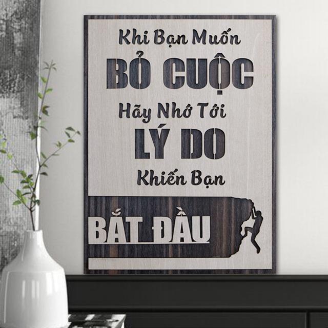 [Khi bạn muốn bỏ cuộc, hãy nhớ lại lý do khiến bạn bắt đầu] Tranh treo tường Gỗ trang trí phòng tạo động lực 20x27cm