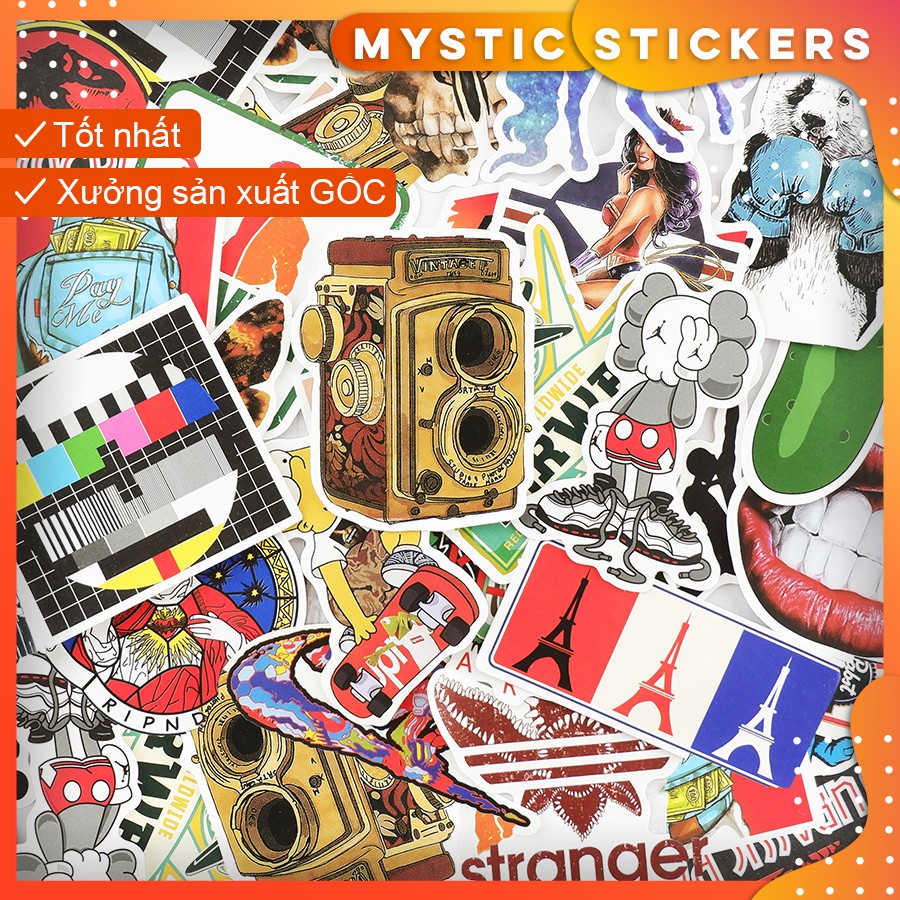 [SET TỔNG HỢP #3] 100 Sticker chống nước/ trang trí, set mix ,dán xe laptop mũ bảo hiểm vali...