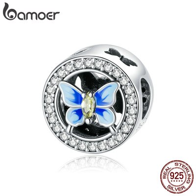 Hạt Trang Sức Bamoer SCC1682 Bạc 925 Thiết Kế Hình Bướm CZ Dành Cho Trang Trí Vòng Tay DIY