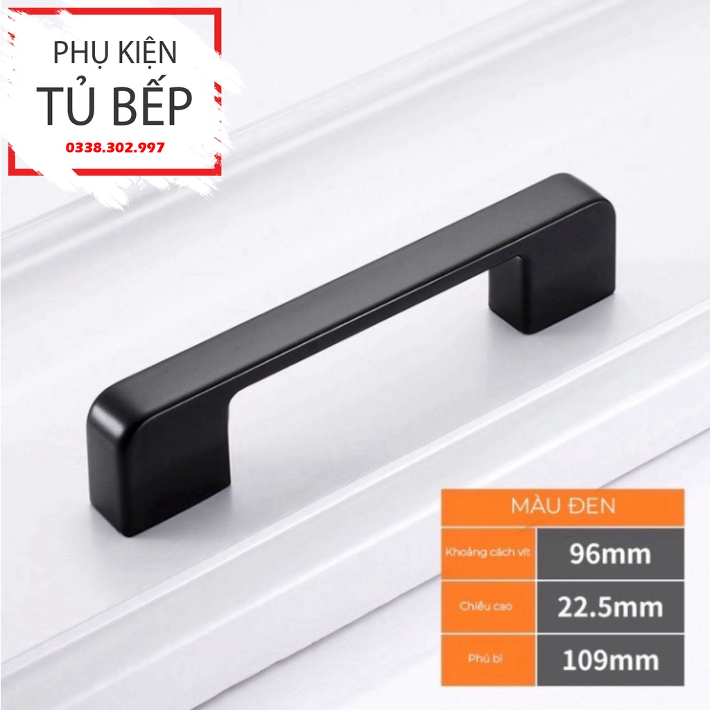 Tay nắm tủ bếp tủ áo hiện đại hợp kim nhôm đen mờ dạng chữ U dẹt bản cực nét