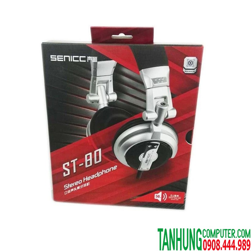 Tai nghe DJ Senic ST80-super Bass Cao Cấp(màu bạc)