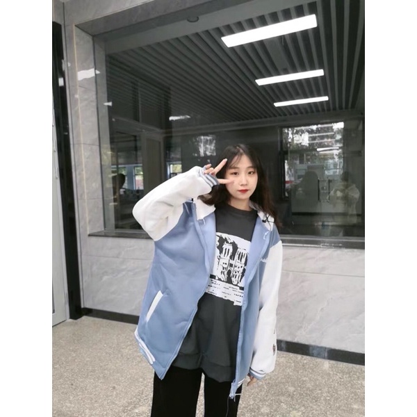 Phiên bản mùa thu Hàn Quốc 2021 mới áo khoác nỉ có mũ trùm đầu dài tay rộng rãi | BigBuy360 - bigbuy360.vn