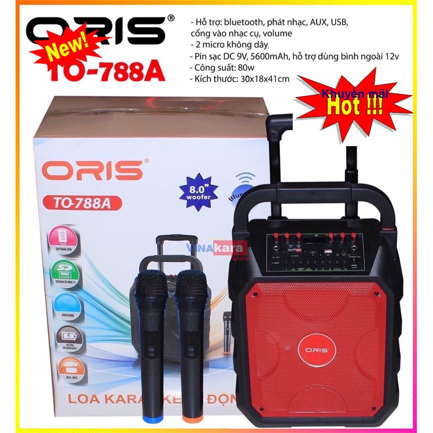 Loa karaoke bluetooth Oris to-788A- nghe nhạc - hát hay - kèm micro