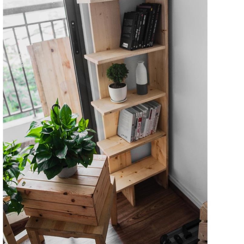 KỆ SÁCH GỖ ĐỨNG GÓC TƯỜNG ĐA NĂNG/ GIÁ ĐỂ SÁCH 5 TẦNG ĐẶT GÓC