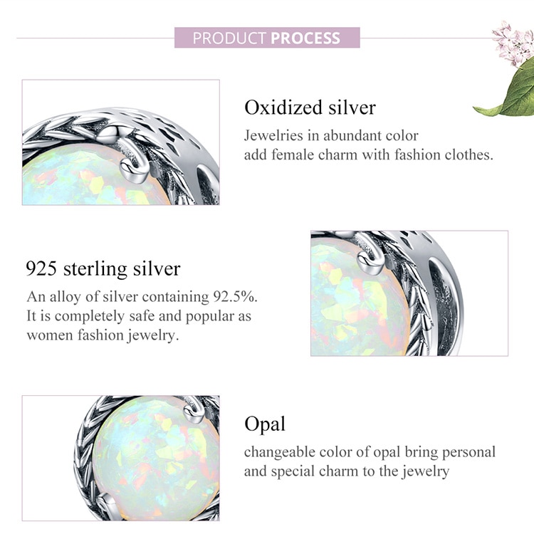 Hạt Xỏ Vòng Tay Bamoer SCC1576 Bằng Bạc 925 Nhiều Màu Đơn Giản Làm Vòng Tay DIY Cho Nữ