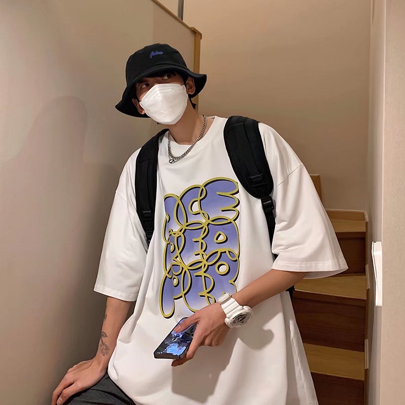 Áo Thun Tay Ngắn Dáng Rộng In Chữ Phong Cách Hip Hop Hàn Quốc Thời Trang Mùa Hè Cho Nam Và Nữ size M-5XL