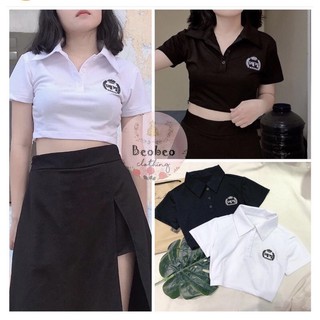 ��set váy xẻ tà + croptop thêu logo