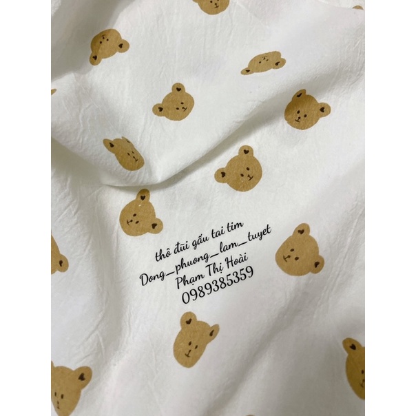 vải thô đũi gấu tai tim 100% cotton mềm mát