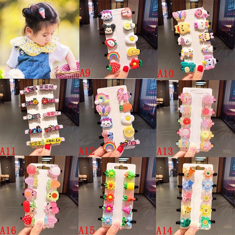 Bộ 10 Kẹp Tóc Mỏ Vịt Kiểu Dáng Hoạt Hình Đáng Yêu Không Gây Đau Cho Bé Gái