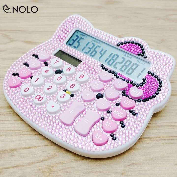 Máy Tính Hello Kitty Xài Pin Và Năng Lượng Mặt Trời 12 Chữ Số