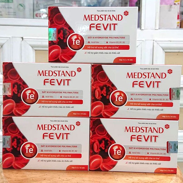 Medstand Fevit – Bổ sung sắt, acid folic, vitamin cho cơ thể, hỗ trợ quá trình tạo hồng cầu, giảm thiếu máu do sắt (30V)
