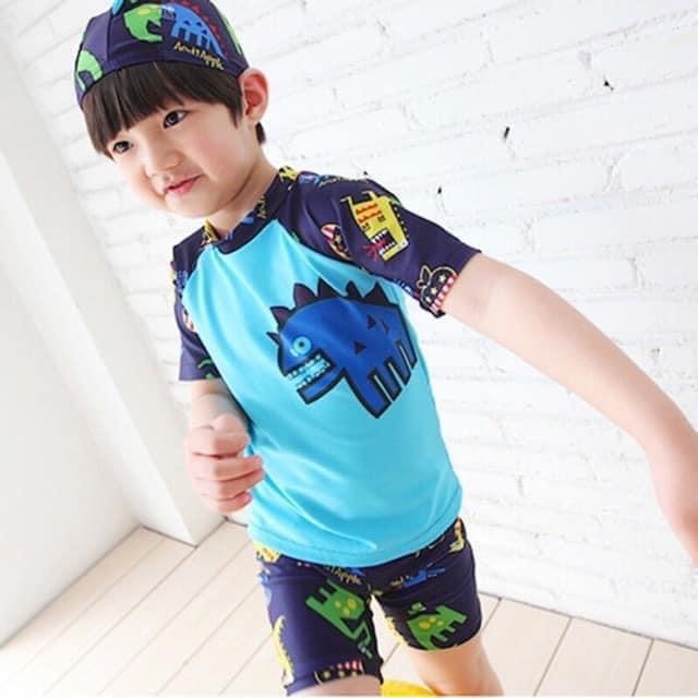 ⚡️Xả kho⚡️Bộ bơi bé trai khủng long dễ thương kèm mũ