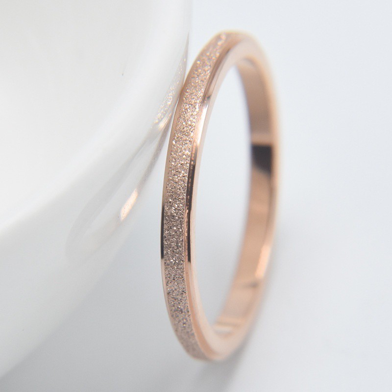 Fine Frosted Ring Titanium Steel Rose Gold Ring Couple Ring Tail Ring Women's Jewelry