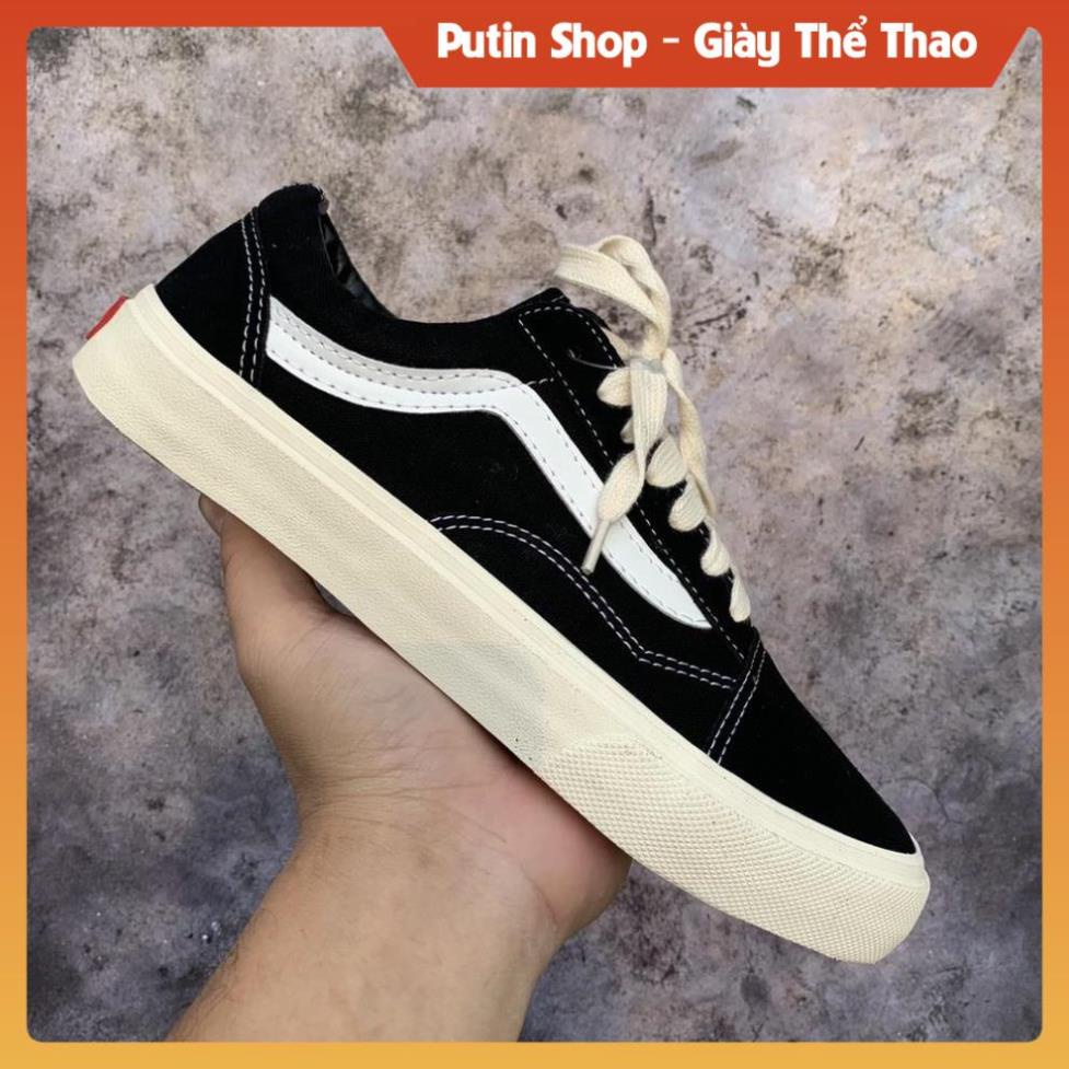 Giày Thể Thao VANS Đen Old VAULT , Giày Sneaker nam nữ Van Lười Caro