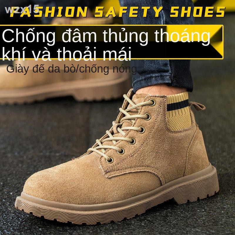 Giày bảo hộ lao động nam chuyên dụng cho thợ hàn điện, chống bỏng, nhẹ, mài mòn, va đập, xỏ khuyên, trượt mùa th