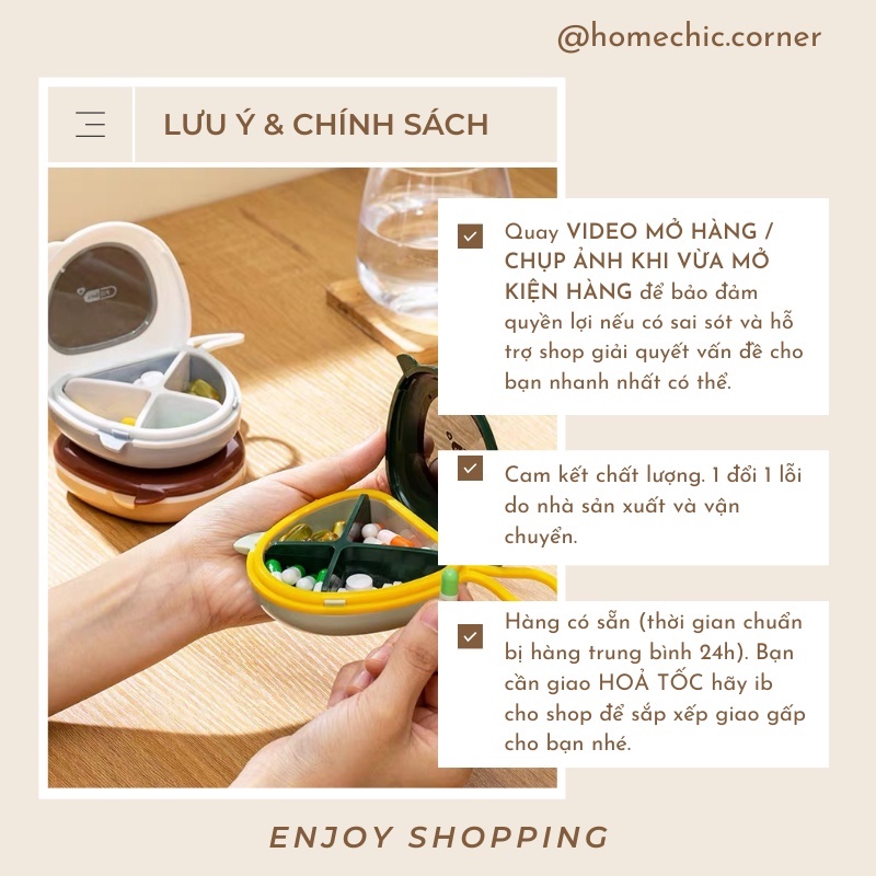 Hộp đựng thuốc, niềng răng, vật dụng đa năng size mini chống nước Sushi, hộp chia thuốc tiện lợi | HOME CHIC CORNER