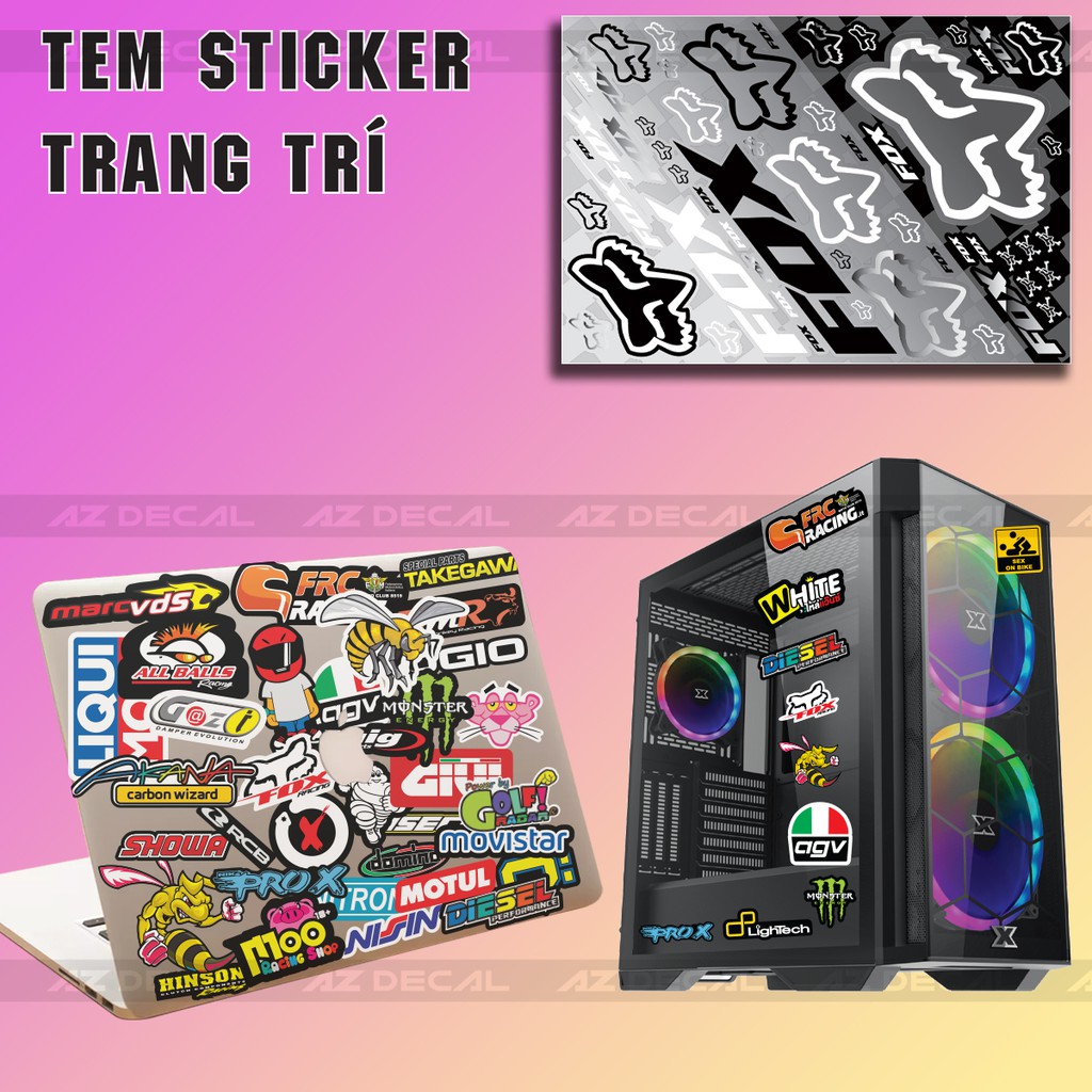 [Set A4] Sticker Dán Xe Chủ Đề Fox 02 | Trang Trí Xe Máy, Xe Điện, Nón Bảo Hiểm, Laptop, Điện Thoại