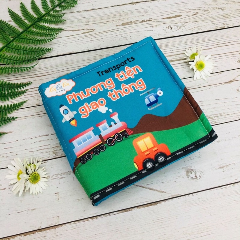 Sách vải Lalala baby, kích thích đa giác quan chủ đề Phương tiện giao thông, kích thước 15x15cm 12 t