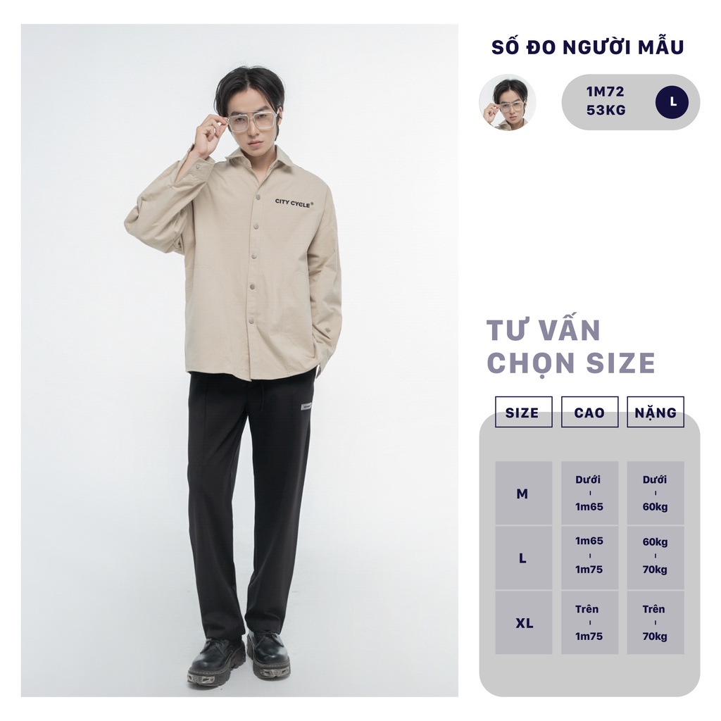 Áo sơ mi local brand túi vuông City Cycle chất kaki form rộng nam nữ oversize unisex