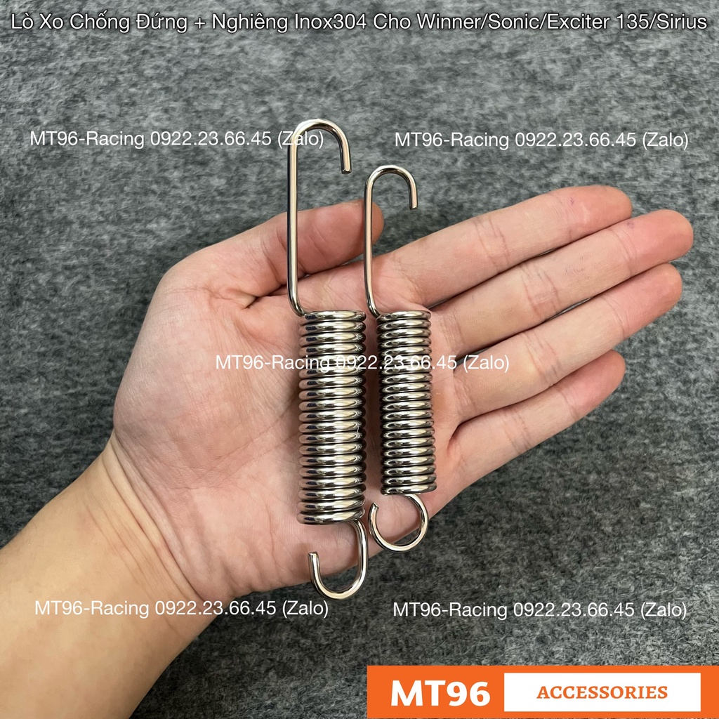 Lò Xo Chân Chống Inox Cho Exciter 135 Sirius Winner Sonic Chuẩn Inox304 Siêu Sáng Không Gỉ