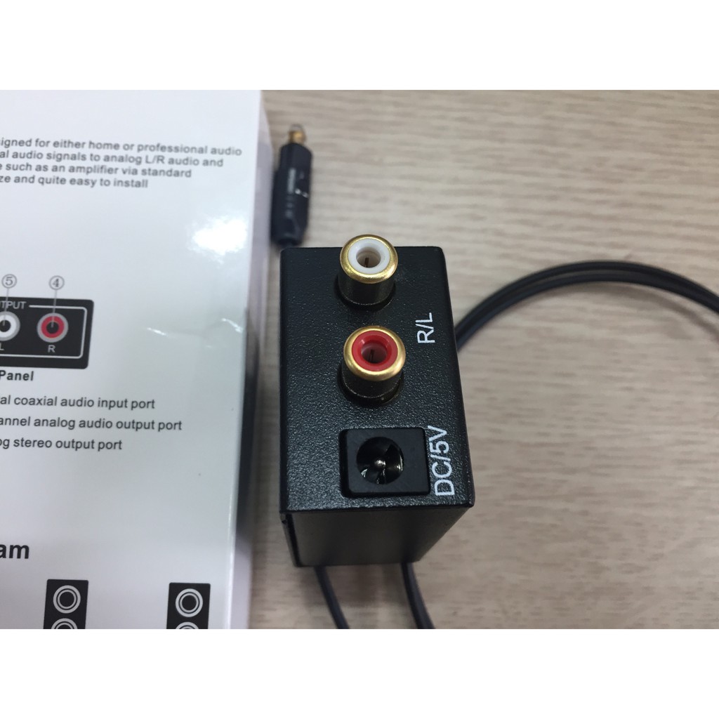 Bộ chuyển đổi Optical Audio to RCA Audio - Digital to Analog Audio R/L Kèm dây quang -DC633