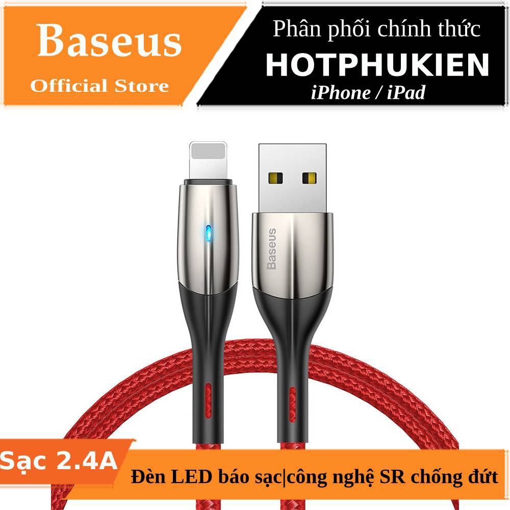 Dây cáp sạc nhanh Lightning dài 2M hiệu Baseus Vertical cho iPhone / iPad trang bị đèn LED, sạc nhanh 2.4A - Chính Hãng