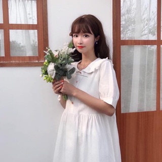 ĐẦM BABYDOLL TRẮNG CỔ SEN