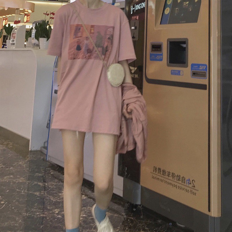 Áo Thun Nữ Ngắn Tay In Hình Hoạt Hình Phong Cách Hàn Quốc