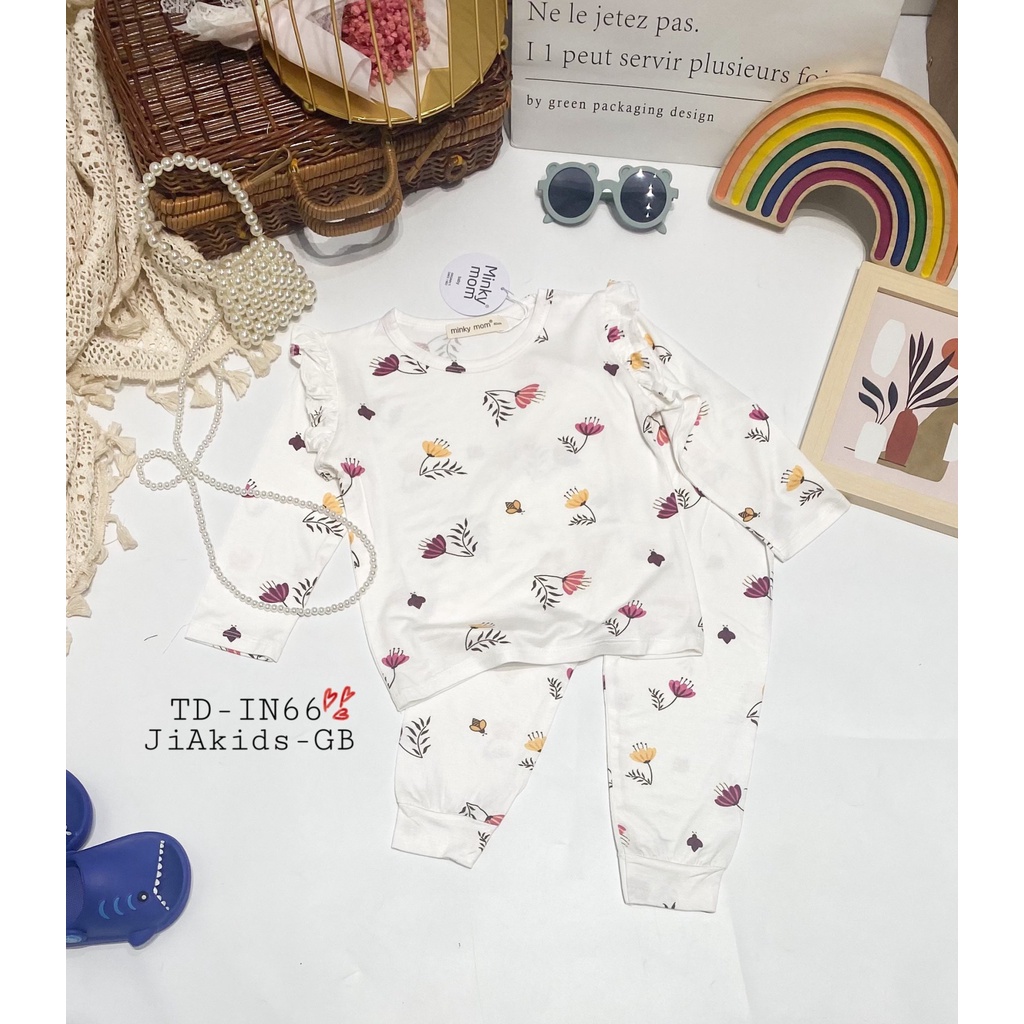 Bộ Dài Tay THUN LẠNH MINKY MOM In Hình Toàn Thân Cánh Tiên Dễ Thương Bé Gái TD-IN66