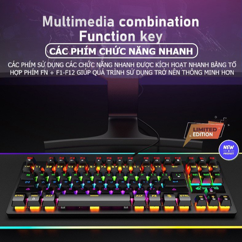 Bàn Phím Cơ Máy Tính Crack K2 PRO Led RGB 10 Chế Độ Khác Nhau, Chơi Game Dùng Văn Phòng Cực Đã