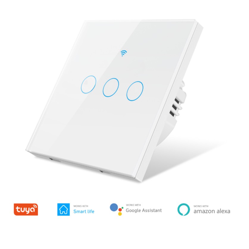 Công tắc thông minh Wifi mặt vuông 1, 2, 3 NÚT (App Tuya, SmartLife),Công tắc cảm  ứng mặt vuông -HÌNH THẬT GIAO NGAY