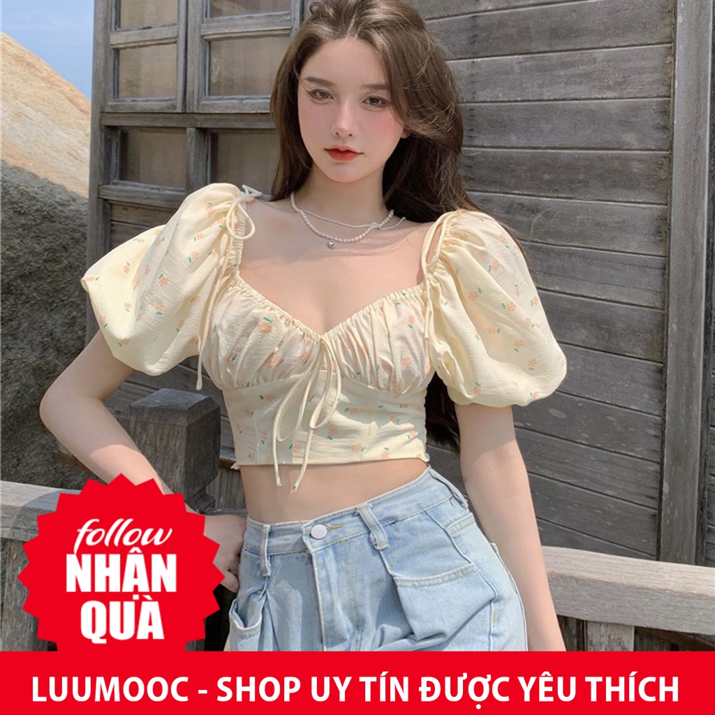 áo Zara hoa vàng nhí croptop xinh đẹp AHN8CRG41N10