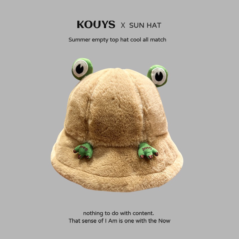 Nón tai bèo hình chú ếch nhồi bông dễ thương thời trang mùa đông dành cho nữ