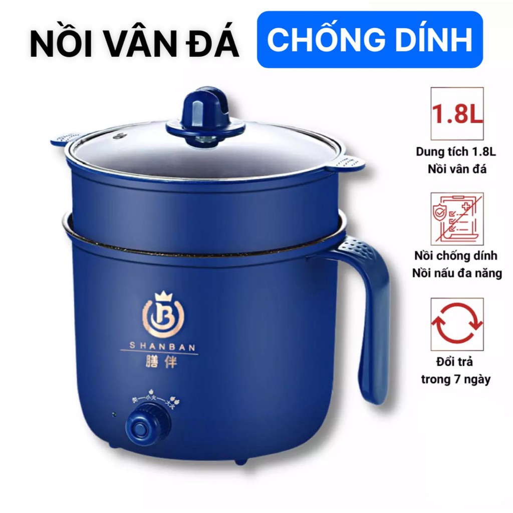 NỒI LẨU ĐIỆN LÒNG VÂN ĐÁ CHỐNG DÍNH CỰC TỐT NẤU MÌ NẤU LẨU CỰC NHANH - CA NẤU MÌ LUỘC TRỨNG SIÊU TỐC 1.8 LÍ