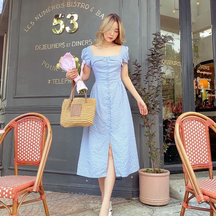 Đầm caro dài xẻ tà Maika Dress Gem Clothing SP060640