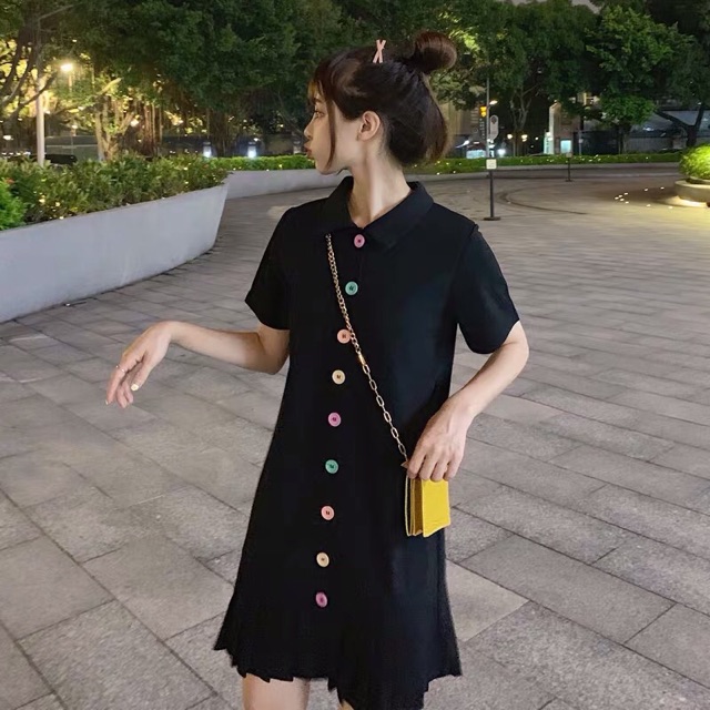 {Order,bigsizeL-4xl}Váy chân xếp li đính khuy sắc màu xinh | BigBuy360 - bigbuy360.vn