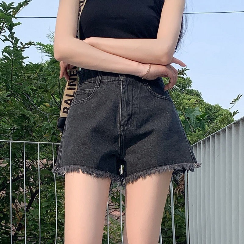 Quần Short Denim Ống Rộng Lưng Cao Thời Trang Hàn Quốc Dành Cho Nữ