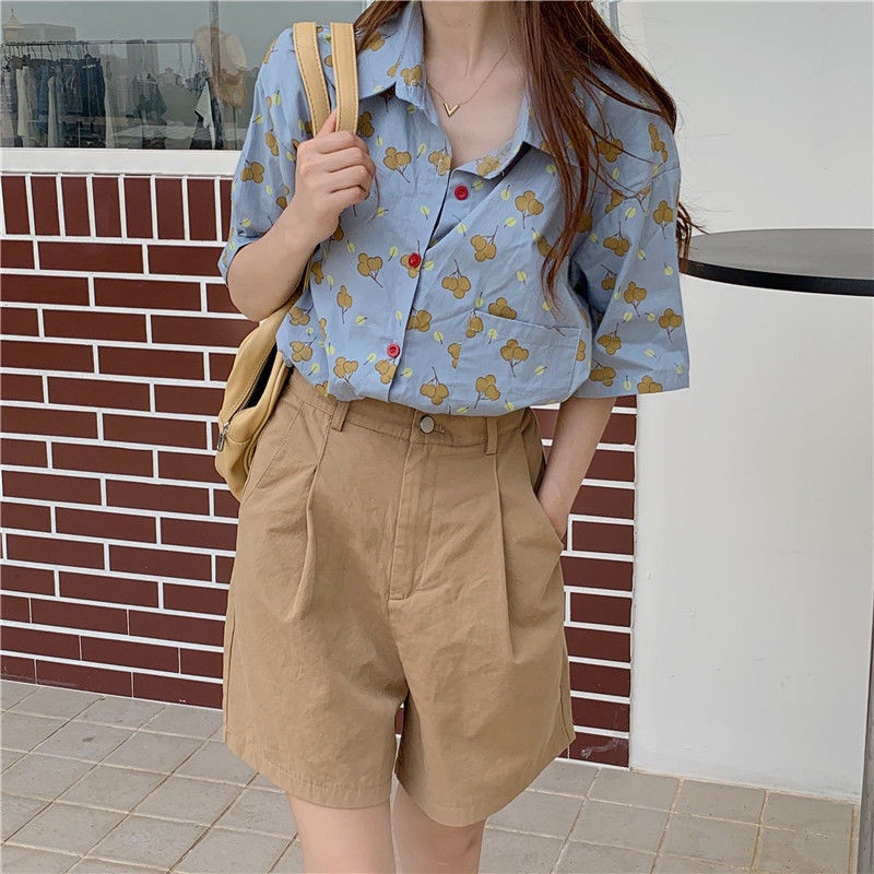 Áo Sơ Mi Tay Ngắn Cổ Bẻ In Họa Tiết Thời Trang