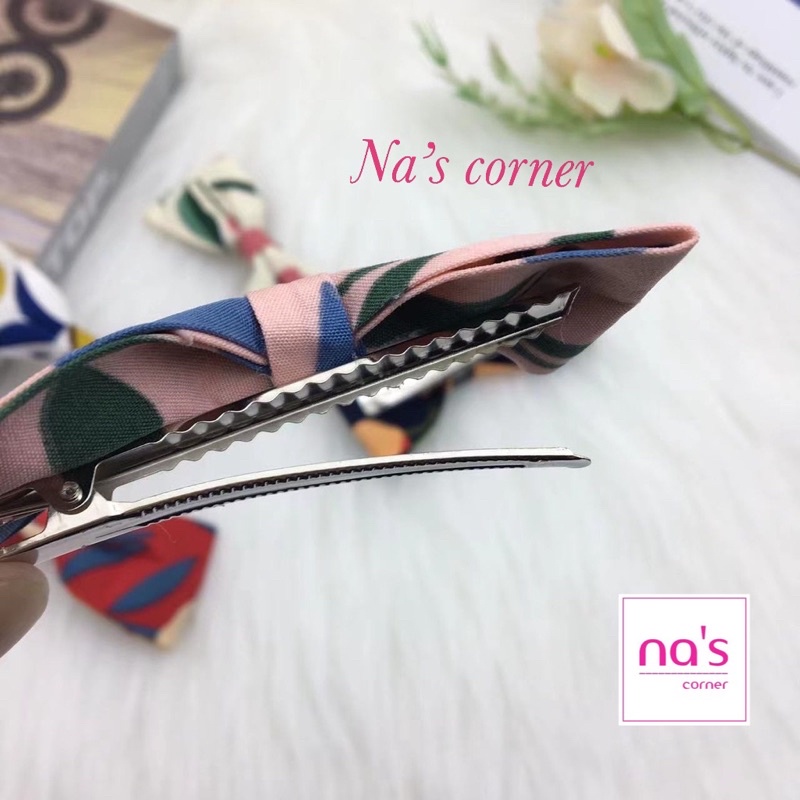 Kẹp tóc cài mỏ vịt hình nơ vải vintage sang trọng