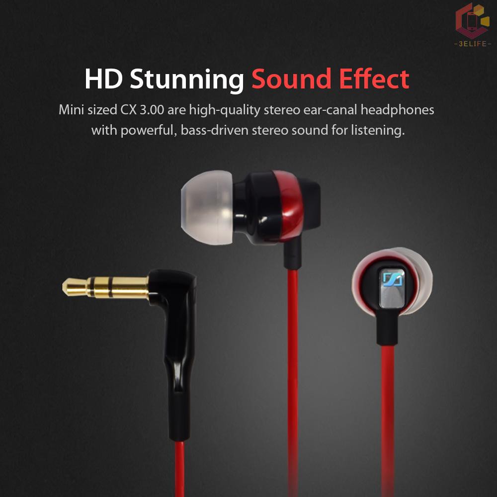 SENNHEISER ANDROID Tai Nghe Nhét Tai Thể Thao Lifesennheiser Cx 3.00 Jack 3.5mm Âm Thanh Siêu Trầm Có Dây Chất Lượng Cao